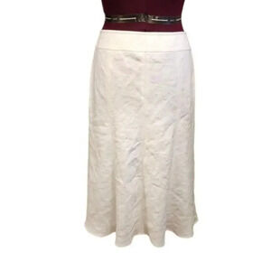 NEW Talbots Petites Pure Irish Linen Skirt 14P White Mid-Length A-Line
